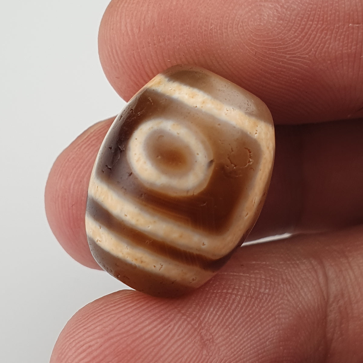 Vintage Himalaya Tibet 2 Augen Achat Dzi Perle Amulett