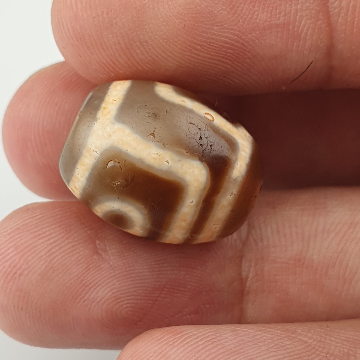 Vintage Himalaya Tibet 2 Augen Achat Dzi Perle Amulett