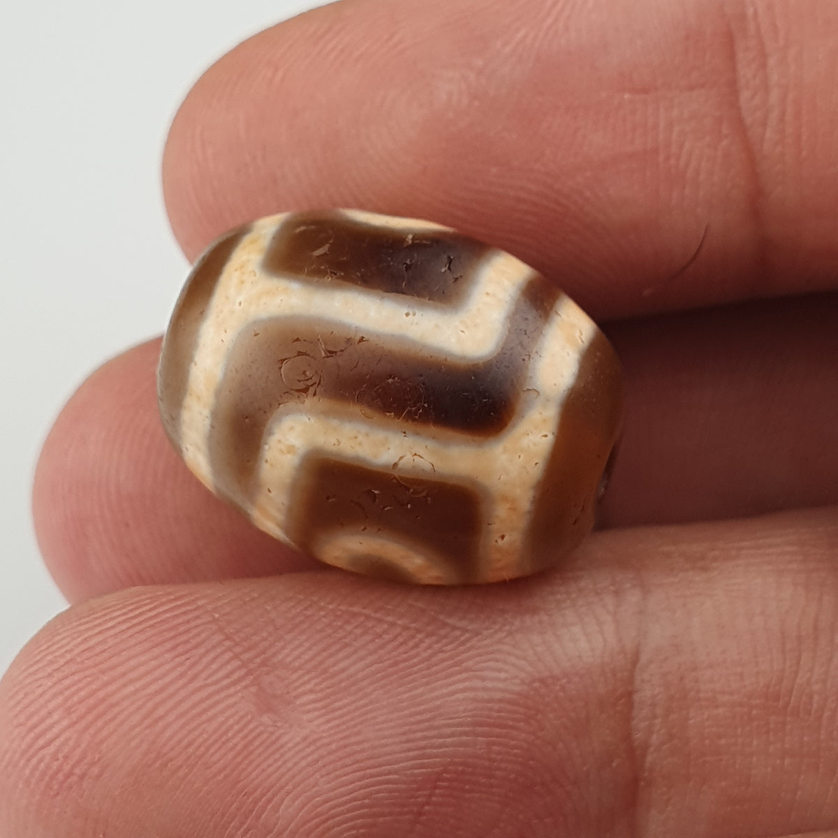 Vintage Himalaya Tibet 2 Augen Achat Dzi Perle Amulett