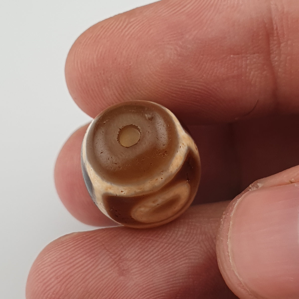 Vintage Himalaya Tibet 2 Augen Achat Dzi Perle Amulett