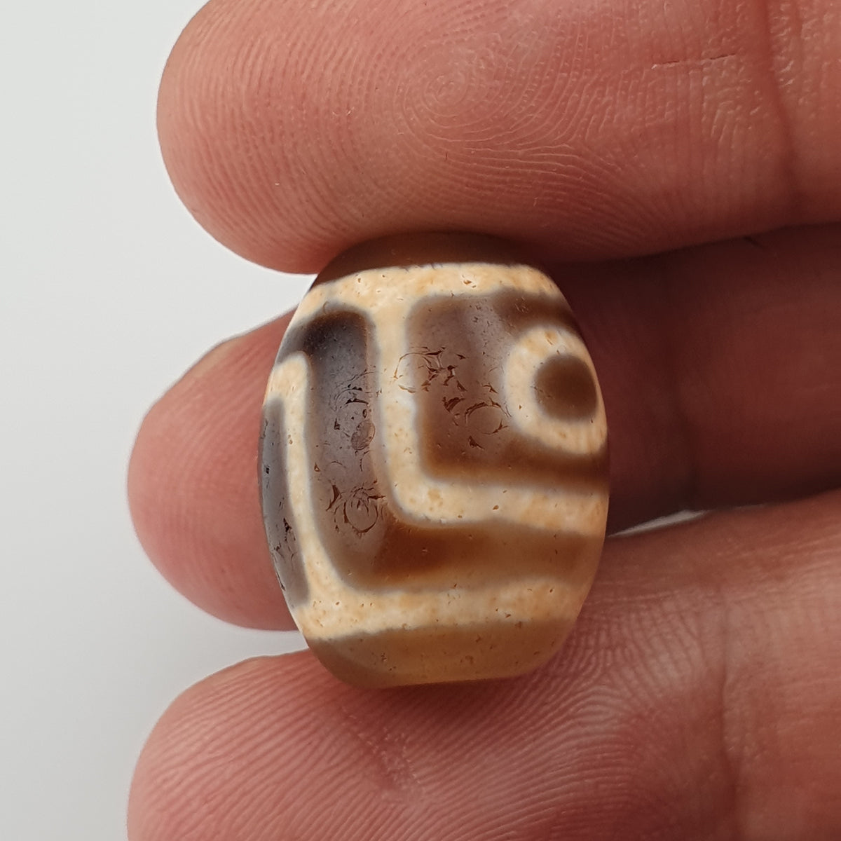 Vintage Himalaya Tibet 2 Augen Achat Dzi Perle Amulett