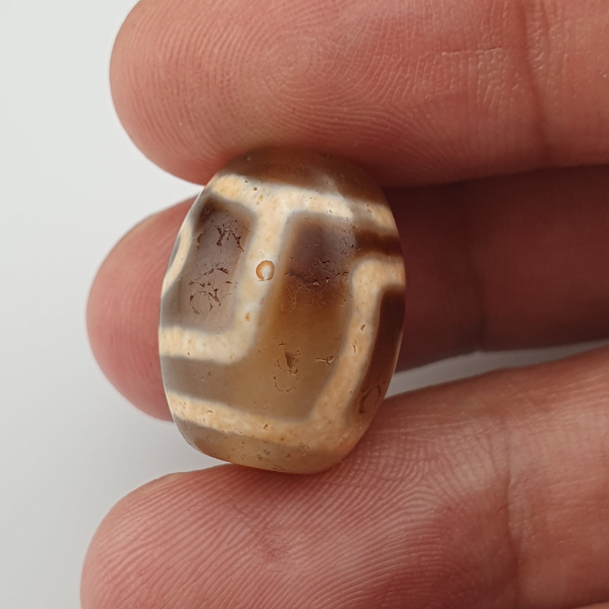 Vintage Himalaya Tibet 2 Augen Achat Dzi Perle Amulett