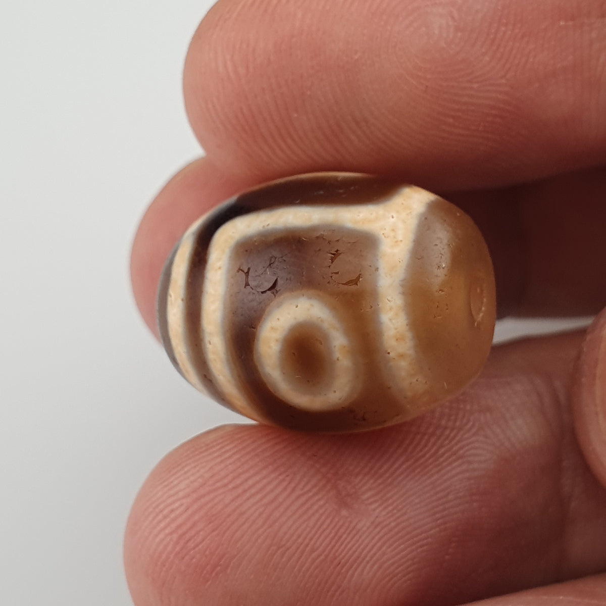 Vintage Himalaya Tibet 2 Augen Achat Dzi Perle Amulett