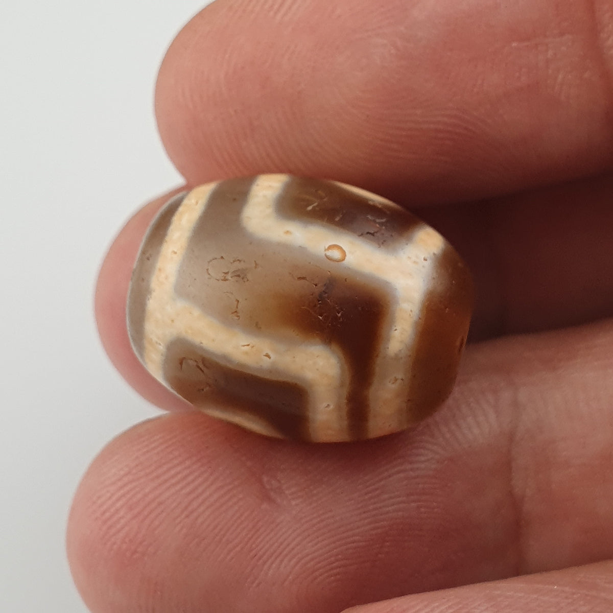 Vintage Himalaya Tibet 2 Augen Achat Dzi Perle Amulett