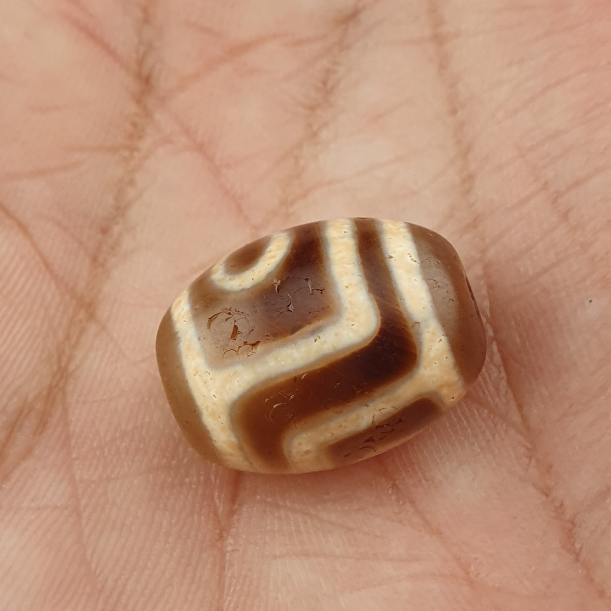 Vintage Himalaya Tibet 2 Augen Achat Dzi Perle Amulett