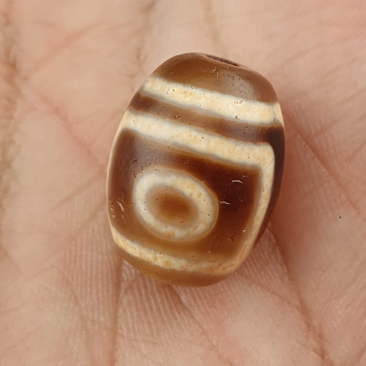 Vintage Himalaya Tibet 2 Augen Achat Dzi Perle Amulett