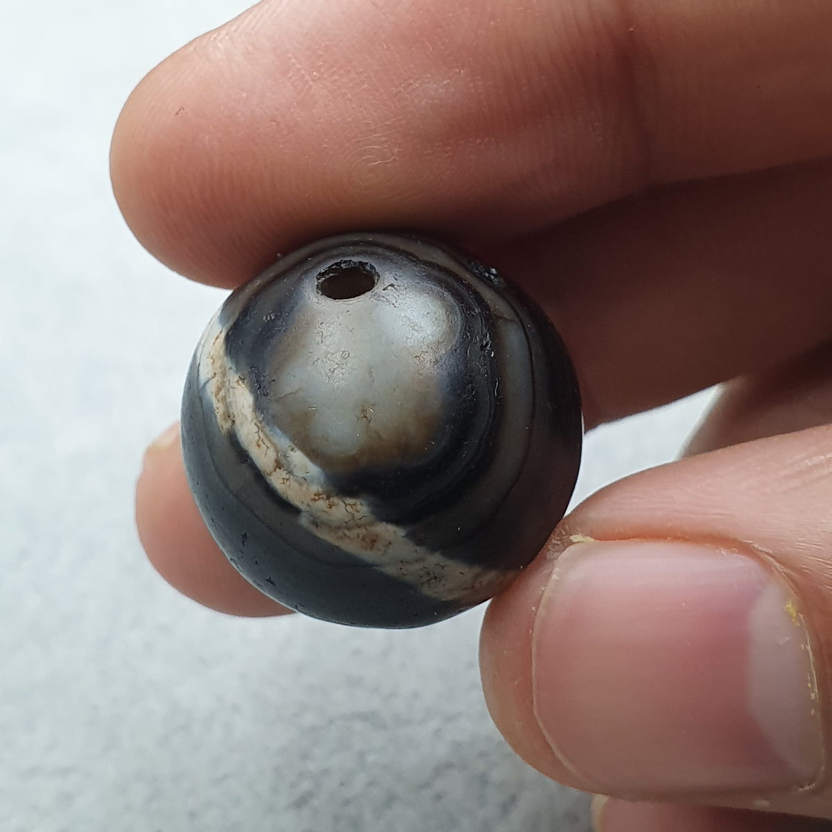 Antikes 1-Linien Sulieman Natur Augen-Achat-Dzi-Perlen Amulett