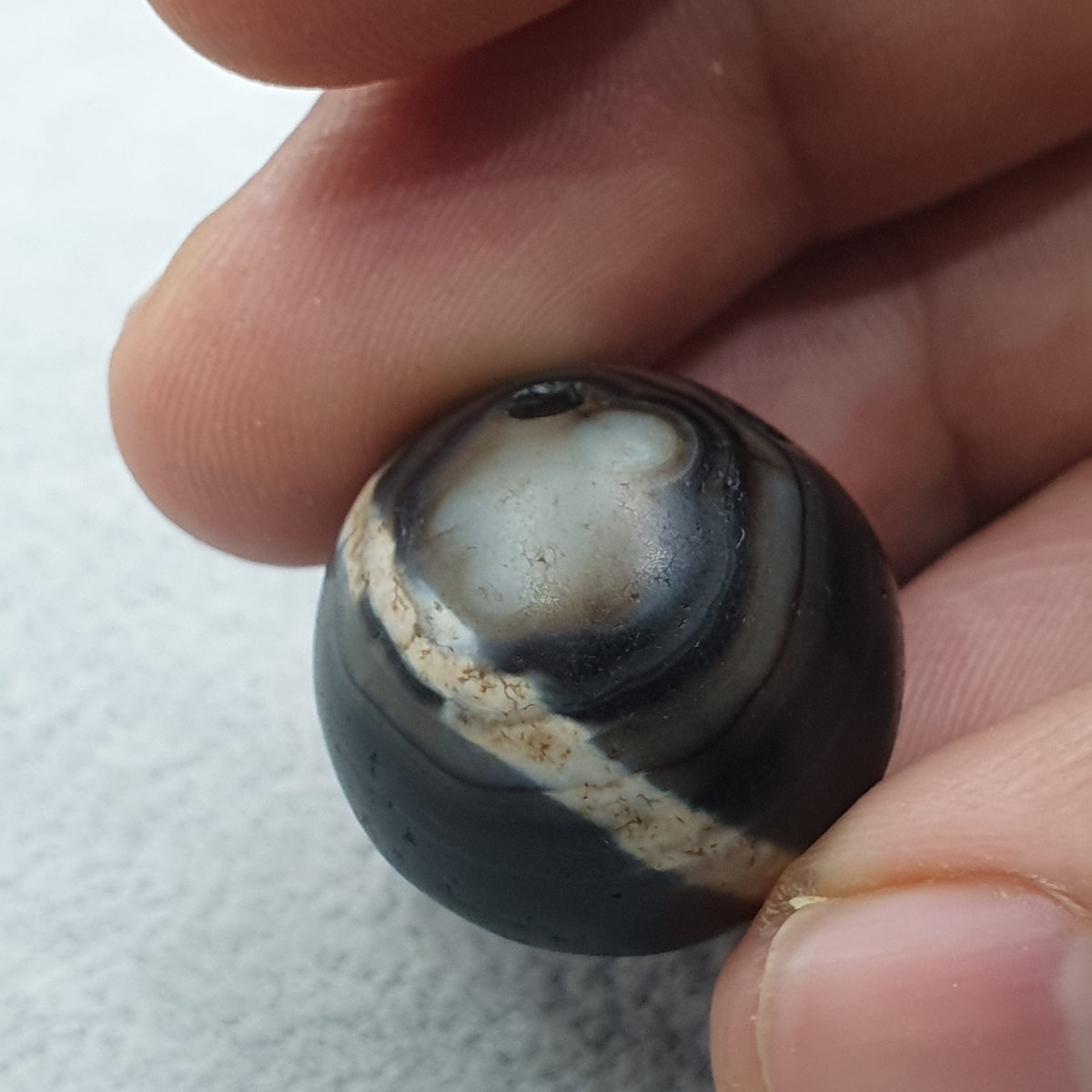 Antikes 1-Linien Sulieman Natur Augen-Achat-Dzi-Perlen Amulett