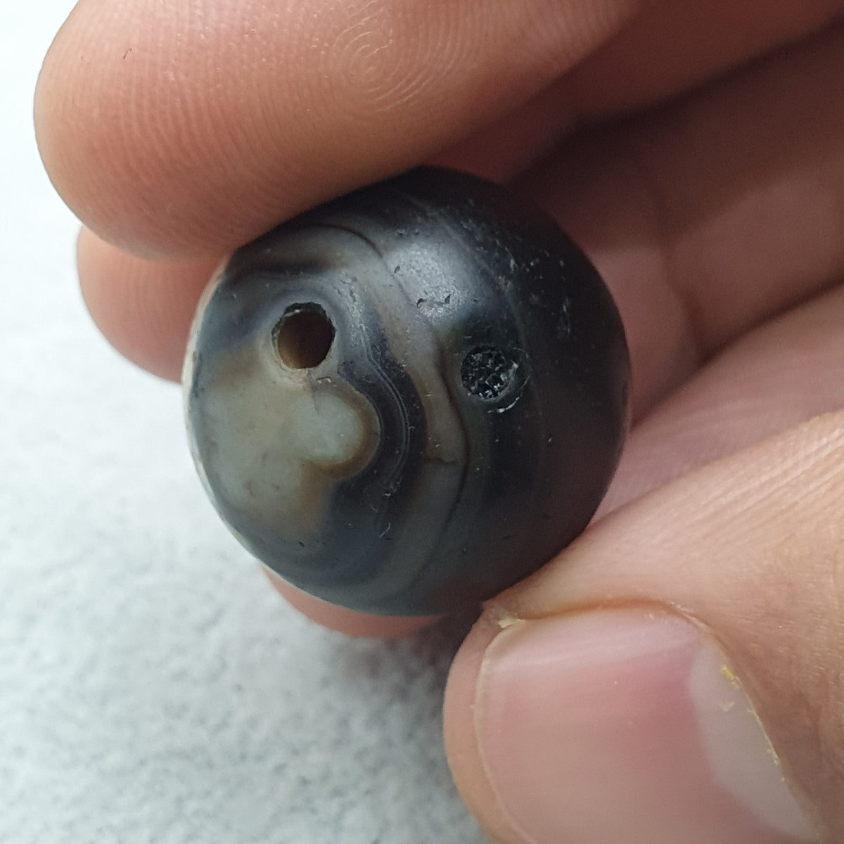 Antikes 1-Linien Sulieman Natur Augen-Achat-Dzi-Perlen Amulett