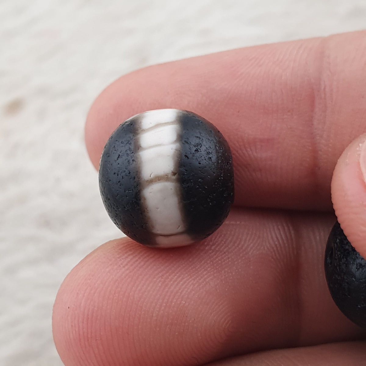 Lot de 3 amulettes Dzi en agate Suliemani à 1 ligne, tibétaines de l'Himalaya, vintage