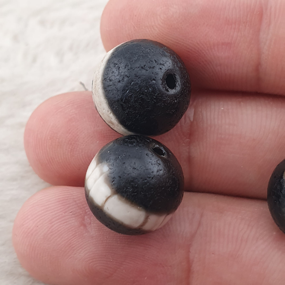 Lot de 3 amulettes Dzi en agate Suliemani à 1 ligne, tibétaines de l'Himalaya, vintage