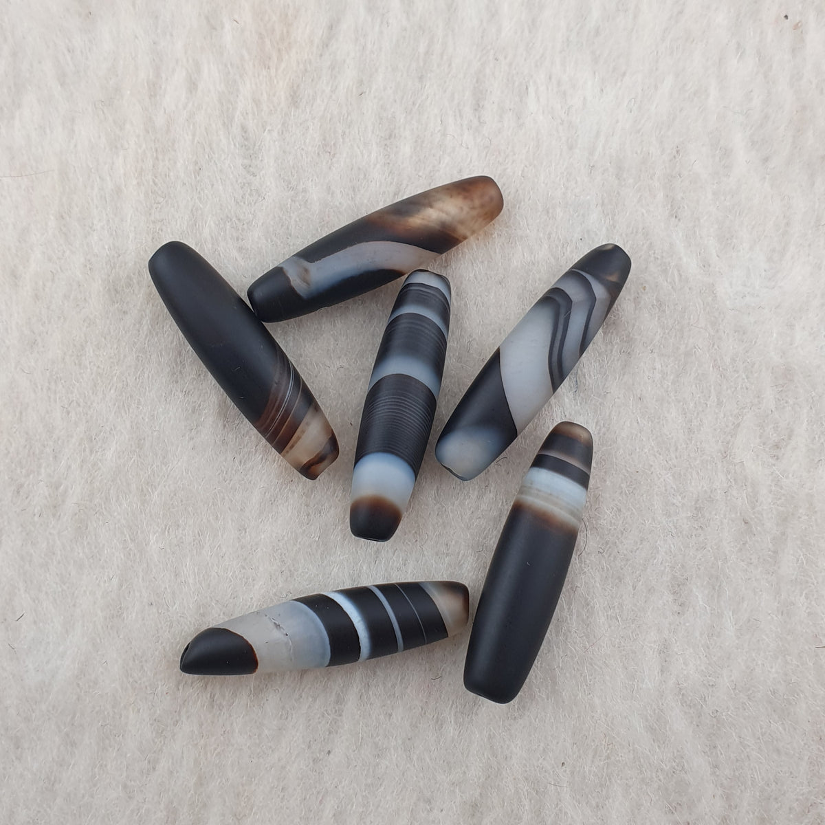 Lot de 5 perles d'amulette vintage en agate œil de Suliemani naturelle