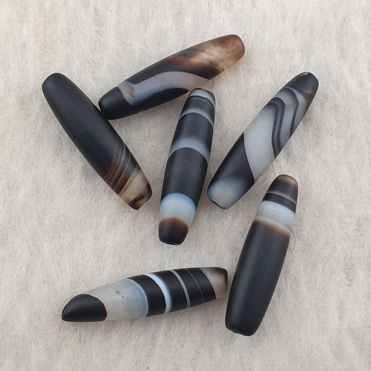 Lot de 5 perles d'amulette vintage en agate œil de Suliemani naturelle