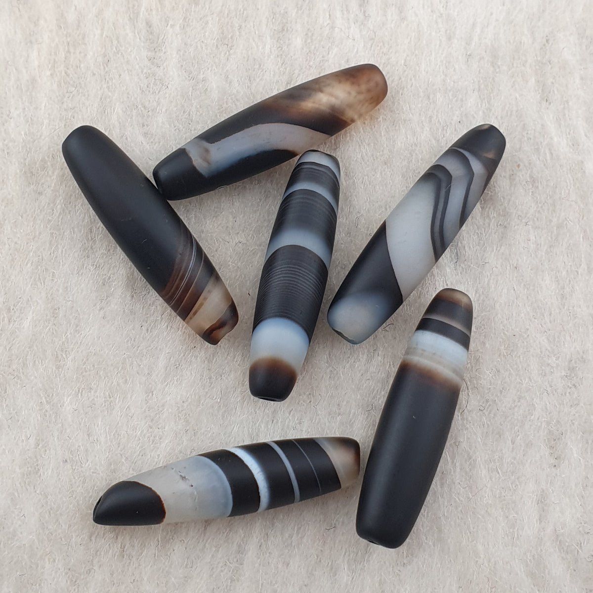 Lot de 5 perles d'amulette vintage en agate œil de Suliemani naturelle