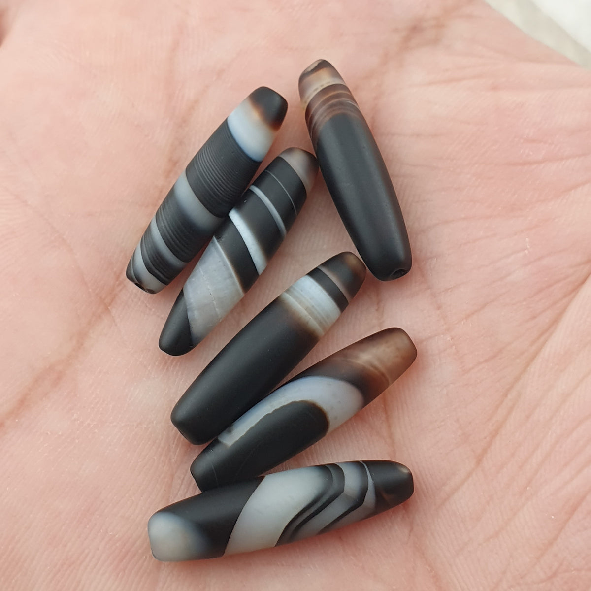 Lot de 5 perles d'amulette vintage en agate œil de Suliemani naturelle