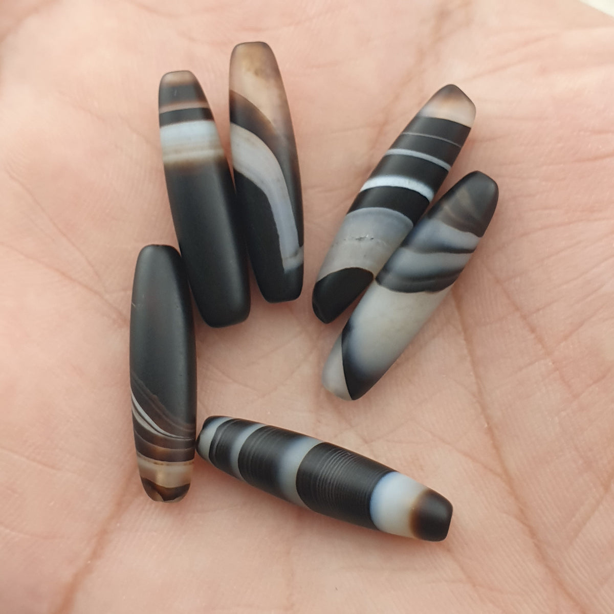 Lot de 5 perles d'amulette vintage en agate œil de Suliemani naturelle