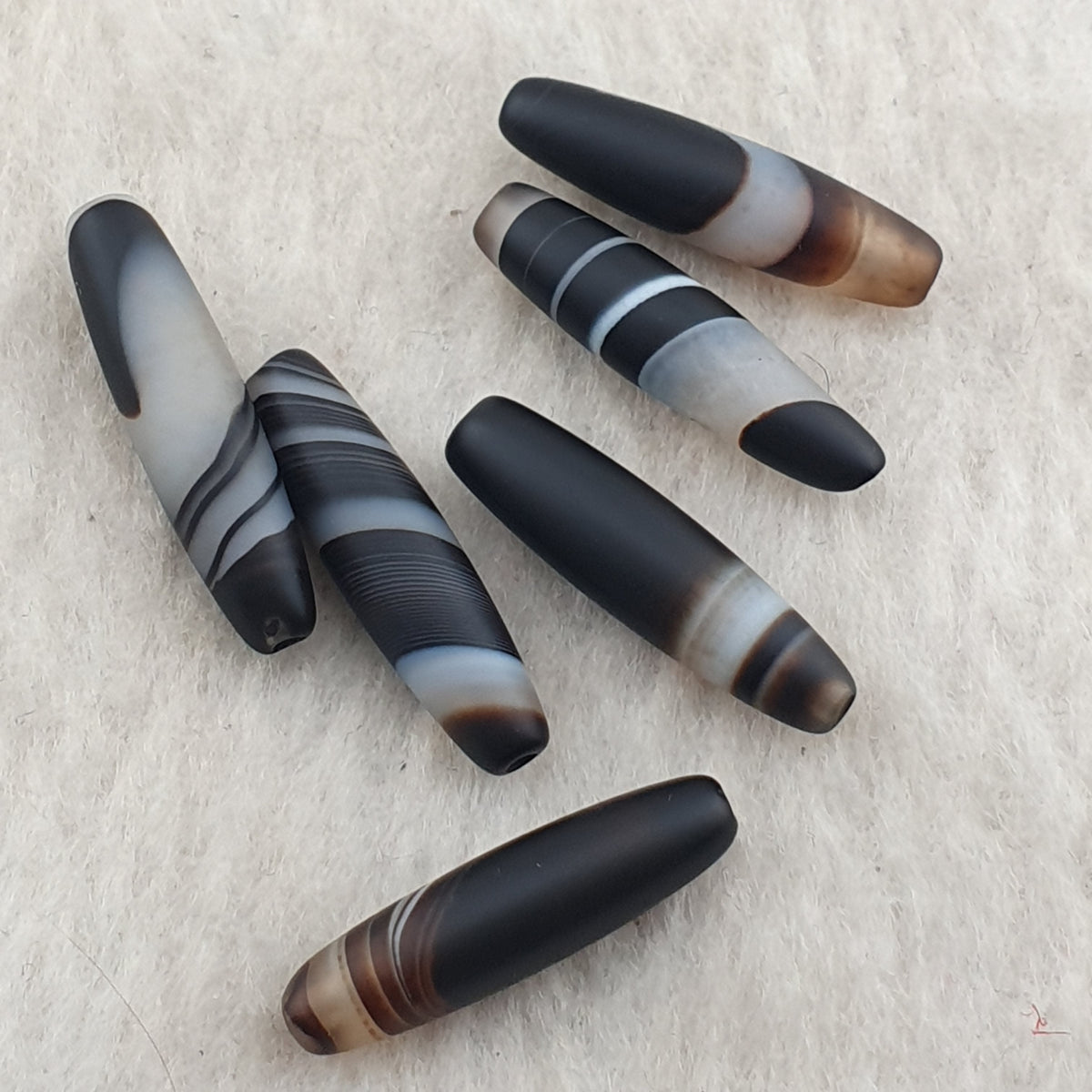 Lot de 5 perles d'amulette vintage en agate œil de Suliemani naturelle