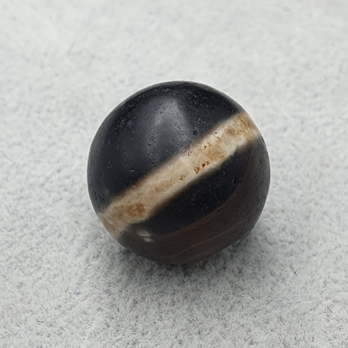 Perle Dzi œil de Suliemani à 1 ligne en agate, amulette tibétaine de l'Himalaya, ancienne