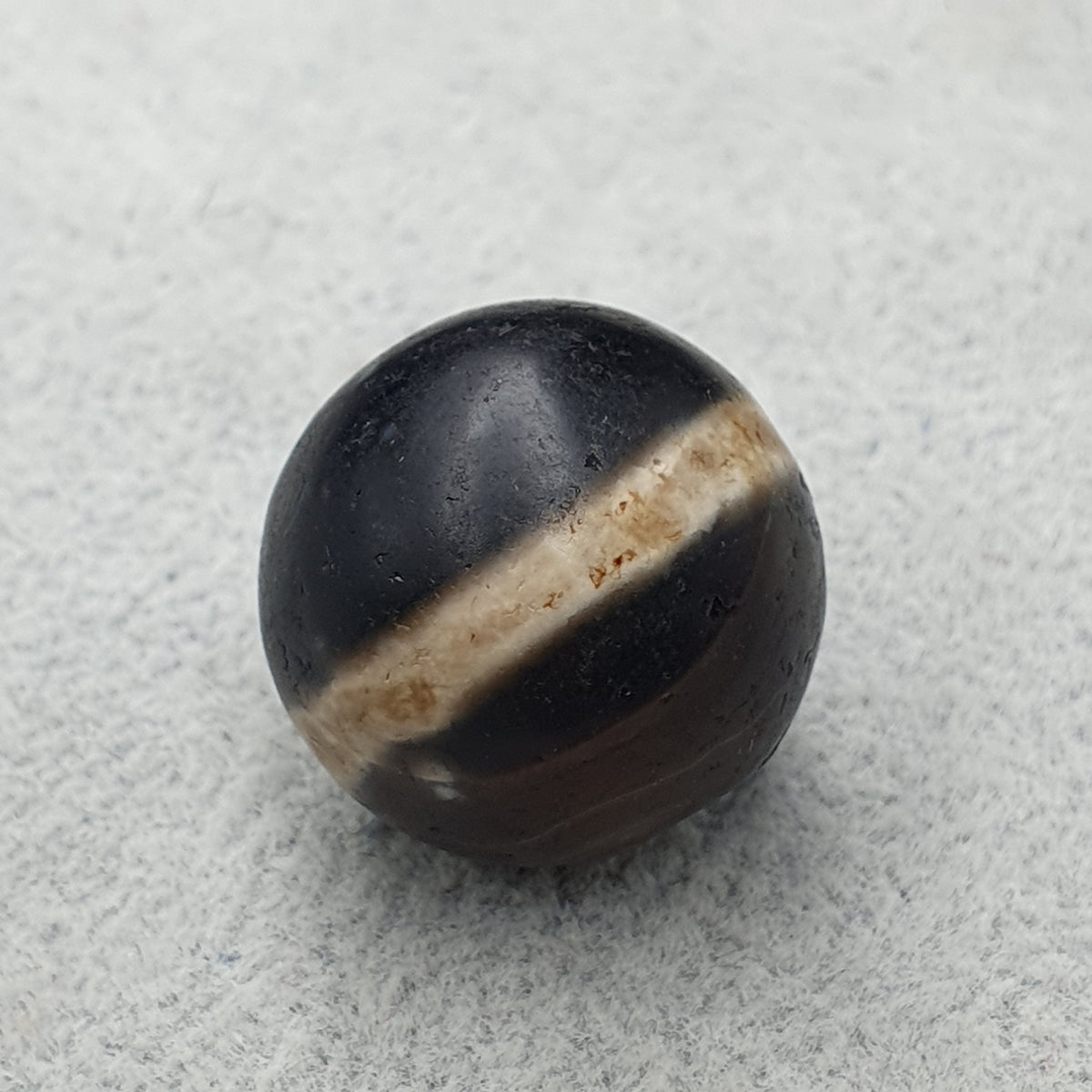 Perle Dzi œil de Suliemani à 1 ligne en agate, amulette tibétaine de l'Himalaya, ancienne