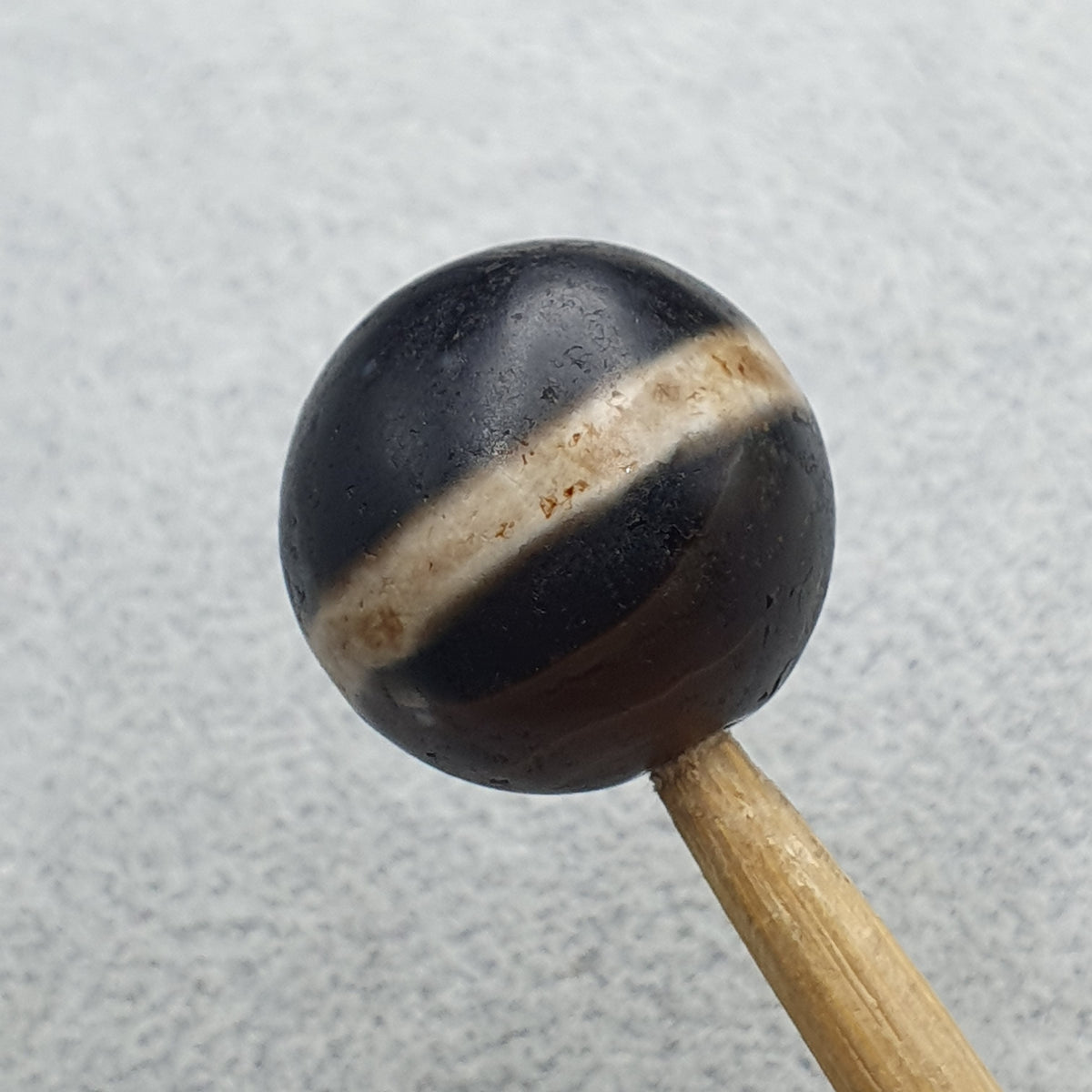 Perle Dzi œil de Suliemani à 1 ligne en agate, amulette tibétaine de l'Himalaya, ancienne