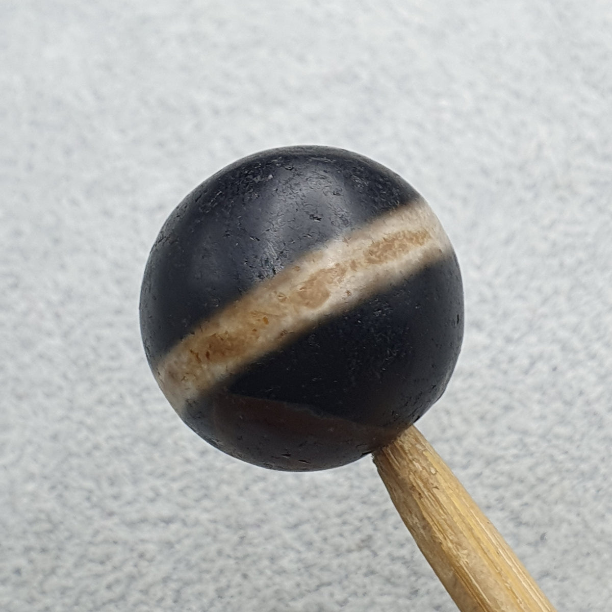 Perle Dzi œil de Suliemani à 1 ligne en agate, amulette tibétaine de l'Himalaya, ancienne