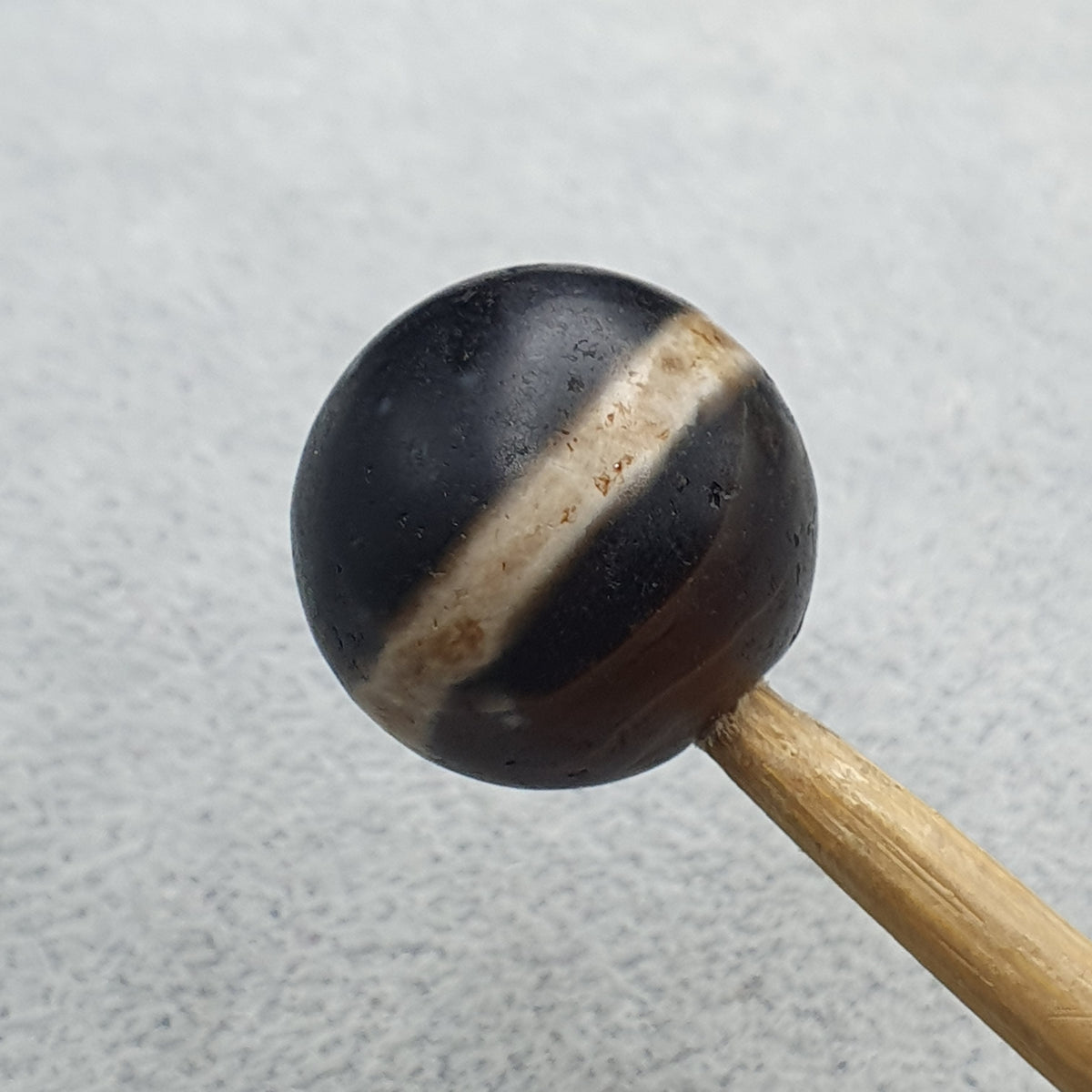 Perle Dzi œil de Suliemani à 1 ligne en agate, amulette tibétaine de l'Himalaya, ancienne