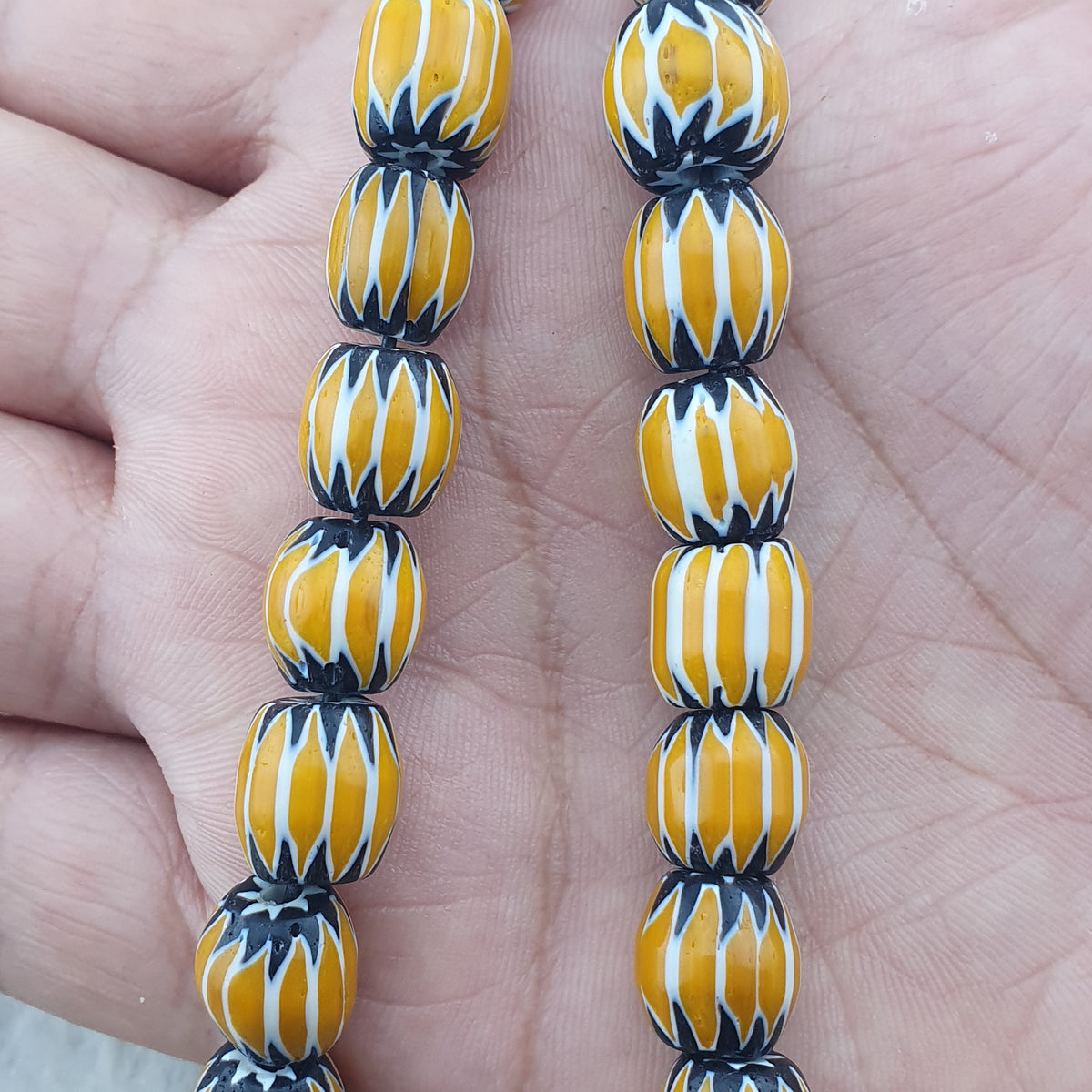 Vintage Venetian Style Chevron Glass beads Strands