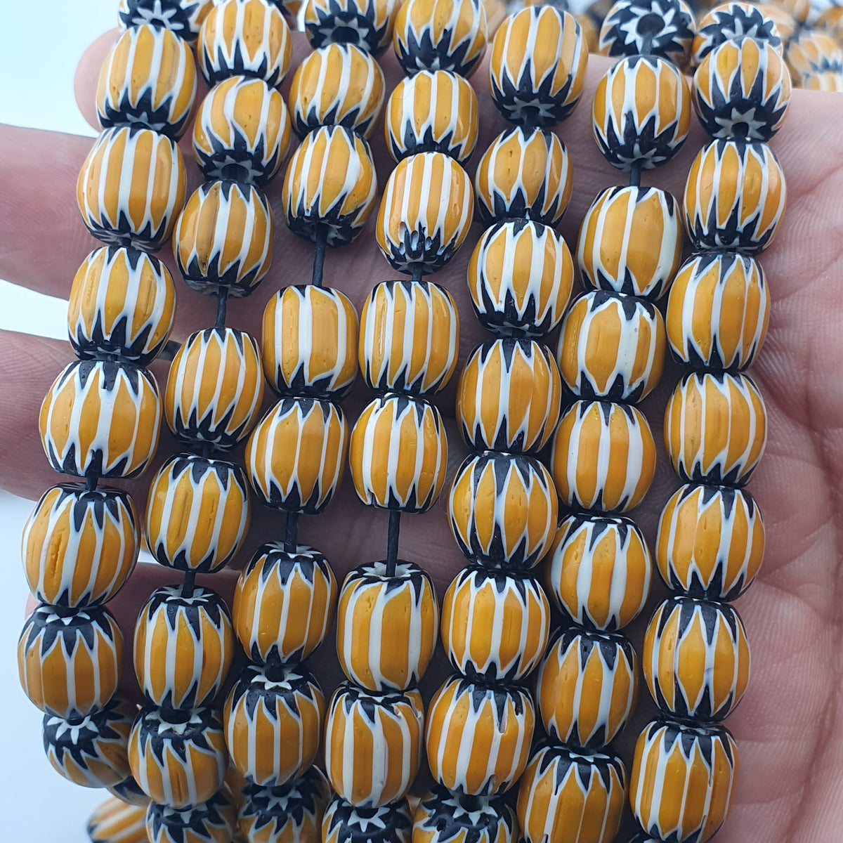 Vintage Venetian Style Chevron Glass beads Strands
