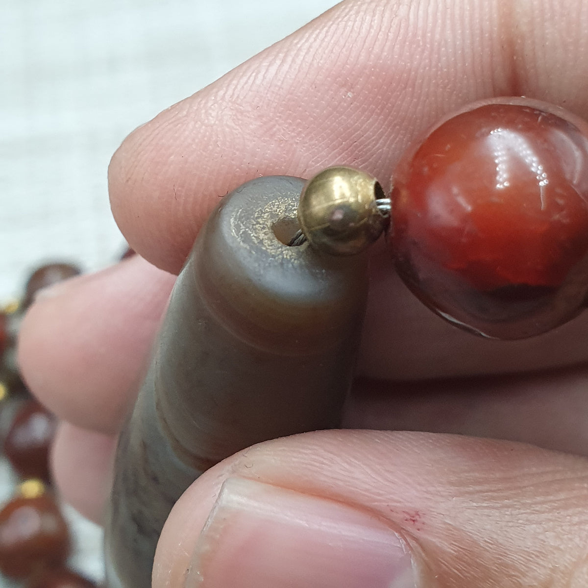 Collier de perles Agate Cornaline Agate Souleïmani naturelle antique
