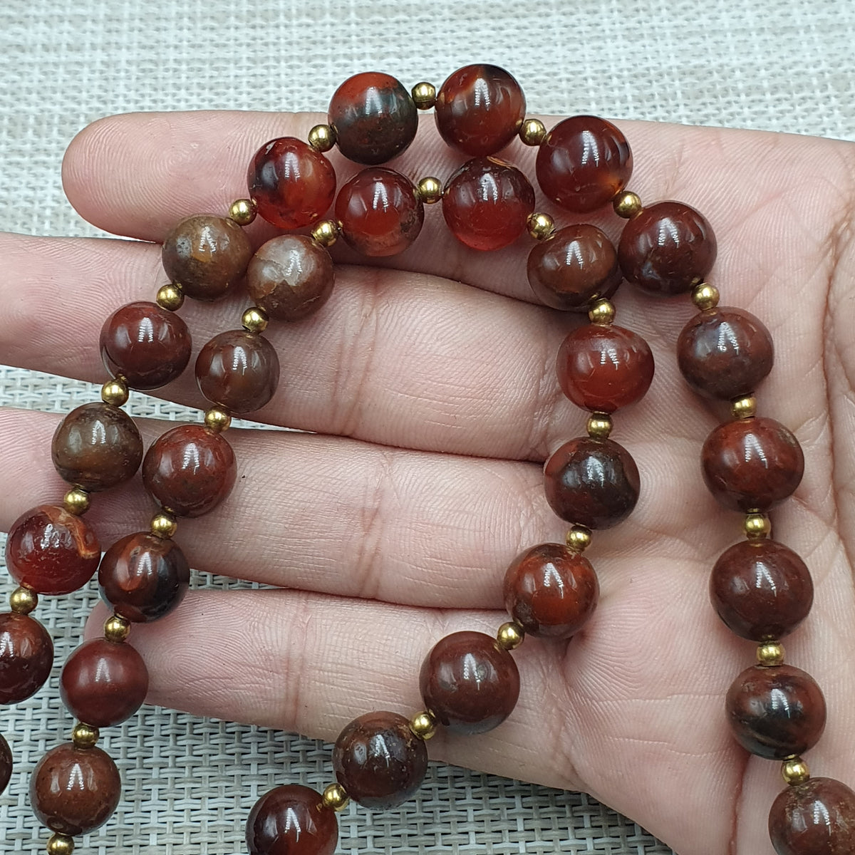 Collier de perles Agate Cornaline Agate Souleïmani naturelle antique