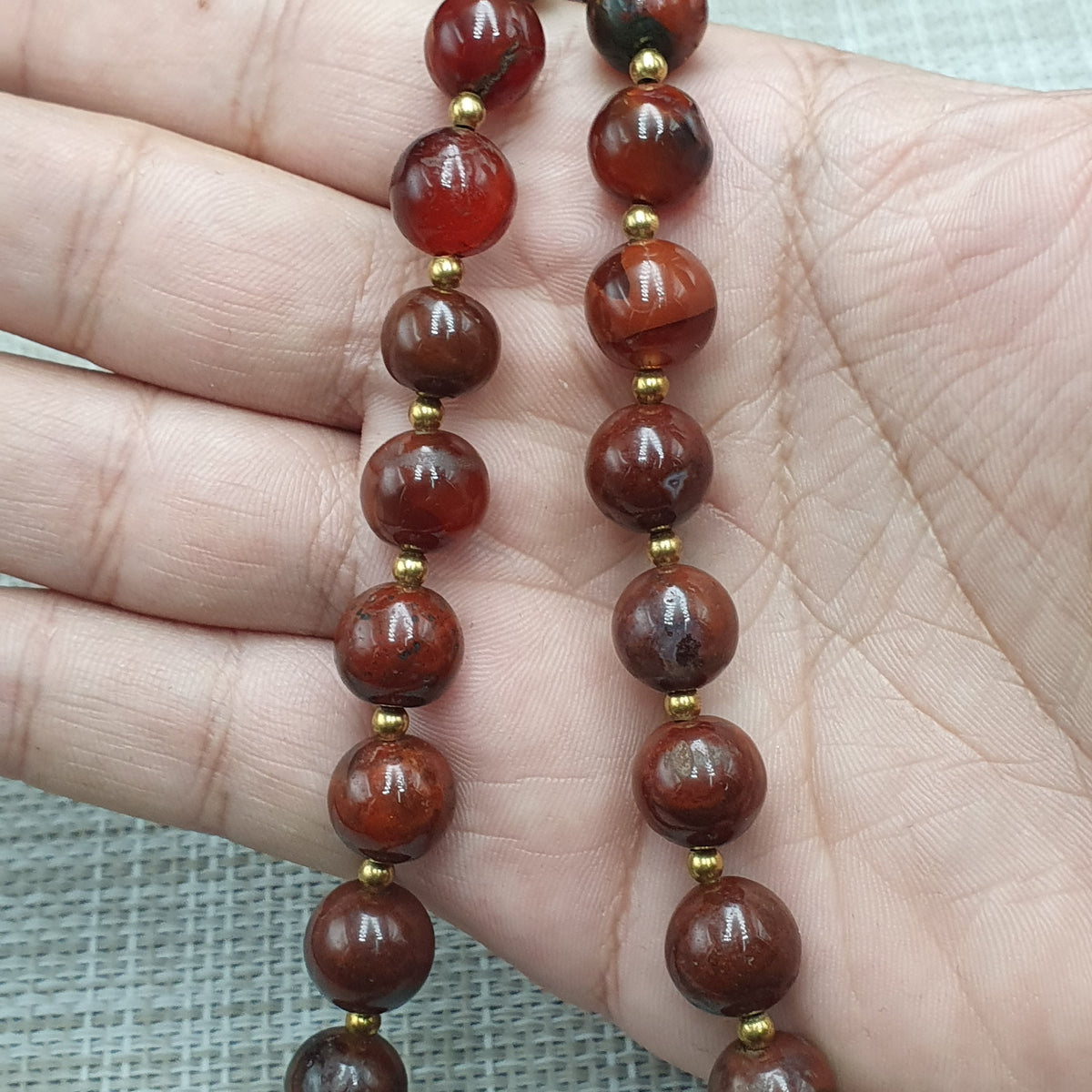 Collier de perles Agate Cornaline Agate Souleïmani naturelle antique