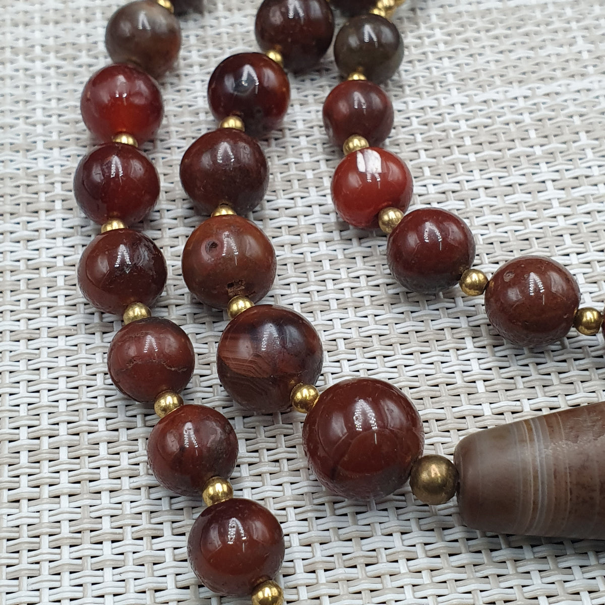 Collier de perles Agate Cornaline Agate Souleïmani naturelle antique