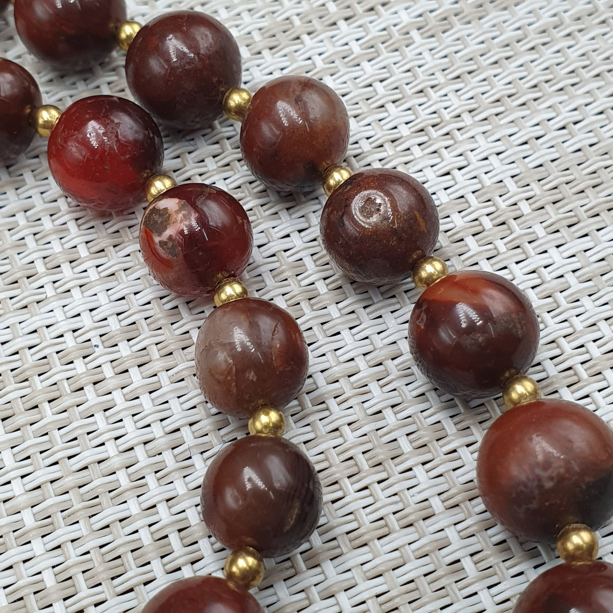 Collier de perles Agate Cornaline Agate Souleïmani naturelle antique