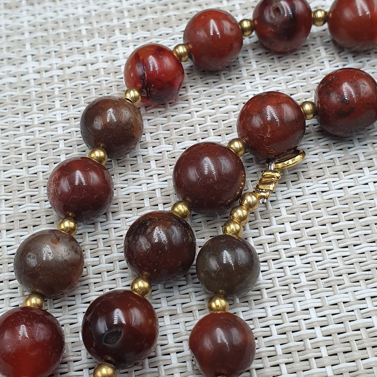 Collier de perles Agate Cornaline Agate Souleïmani naturelle antique