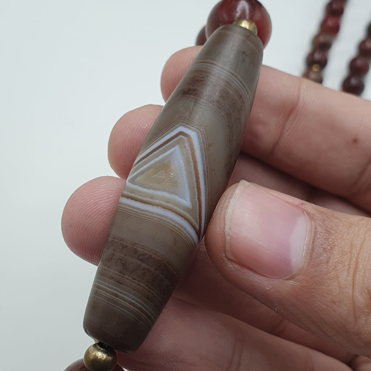 Collier de perles Agate Cornaline Agate Souleïmani naturelle antique