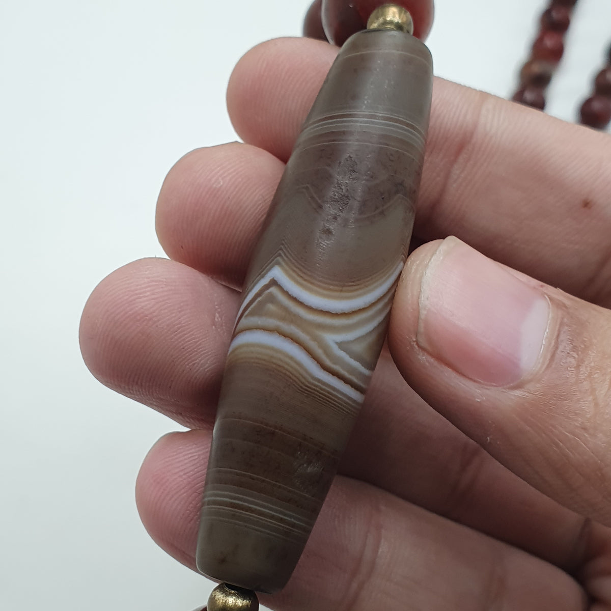 Collier de perles Agate Cornaline Agate Souleïmani naturelle antique