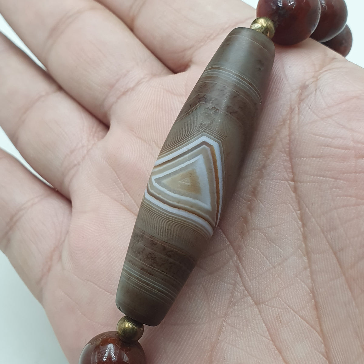 Collier de perles Agate Cornaline Agate Souleïmani naturelle antique