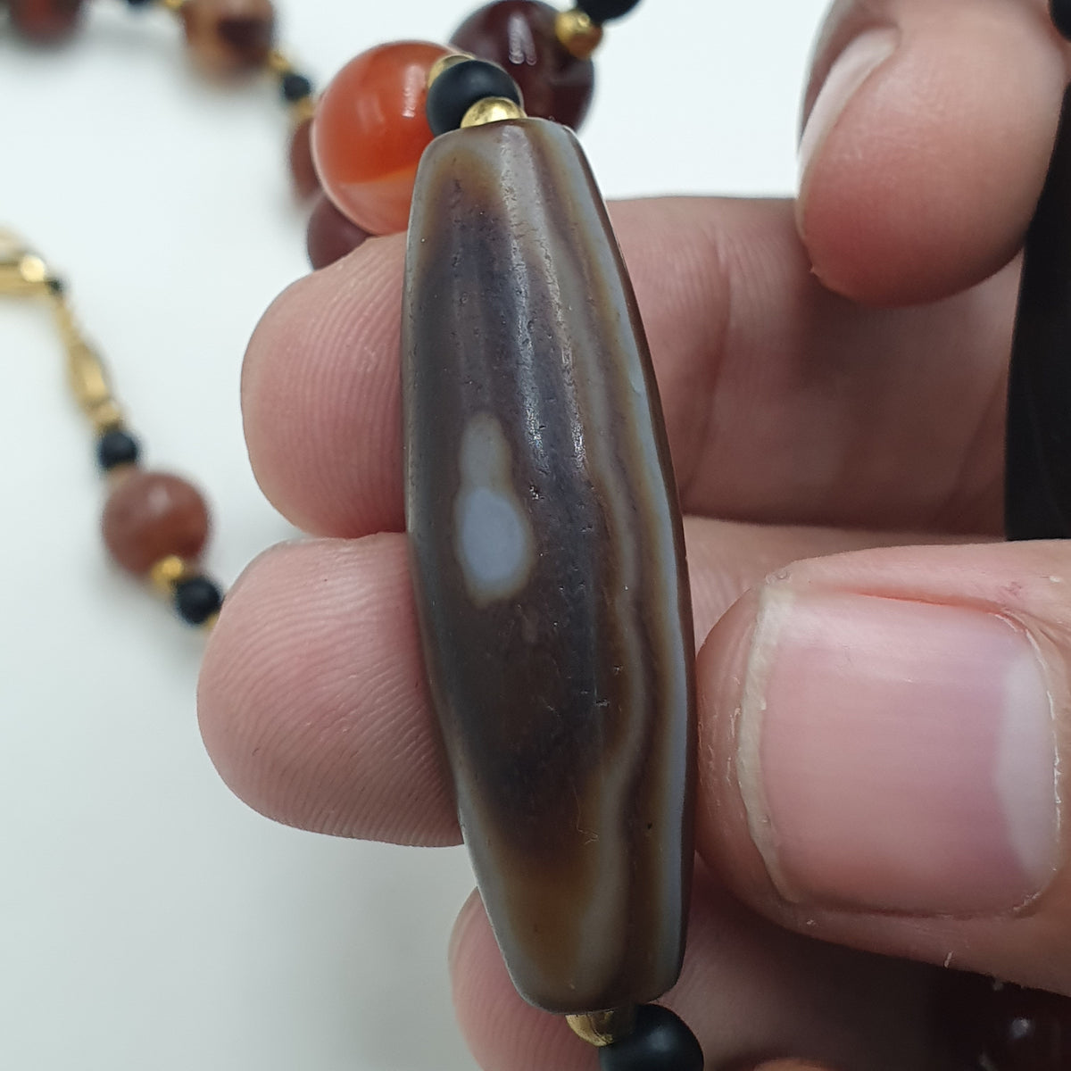Vintage Suliemani Natural Eyes Agate With Carnelian Agate Beads Necklace