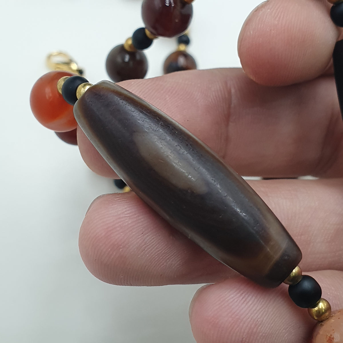 Vintage Suliemani Natural Eyes Agate With Carnelian Agate Beads Necklace