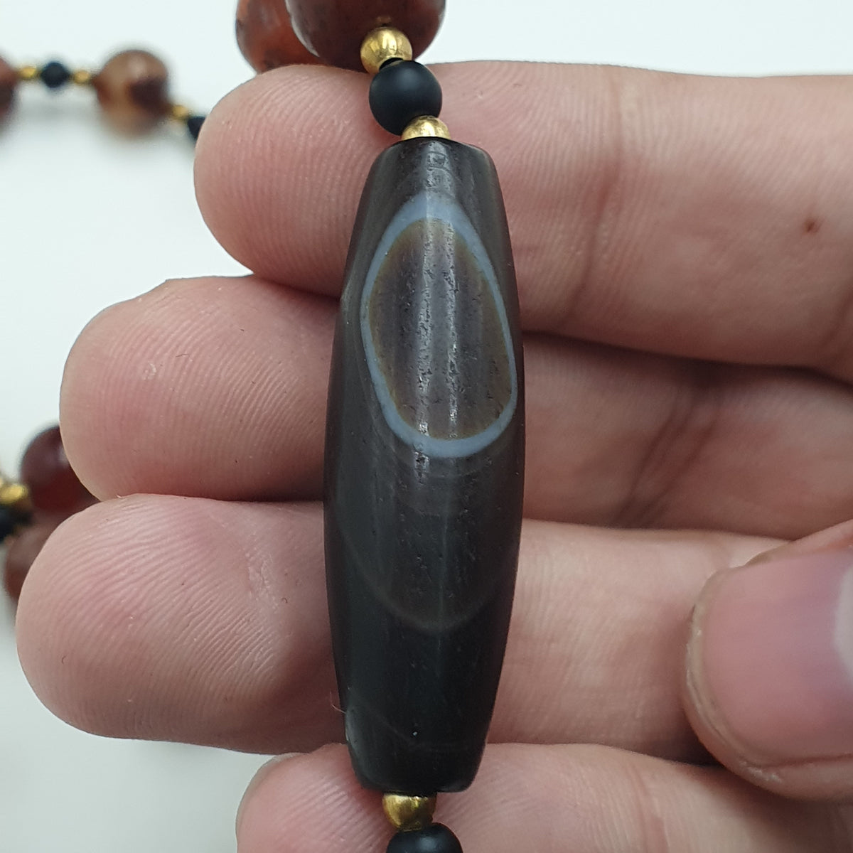 Vintage Suliemani Natural Eyes Agate With Carnelian Agate Beads Necklace