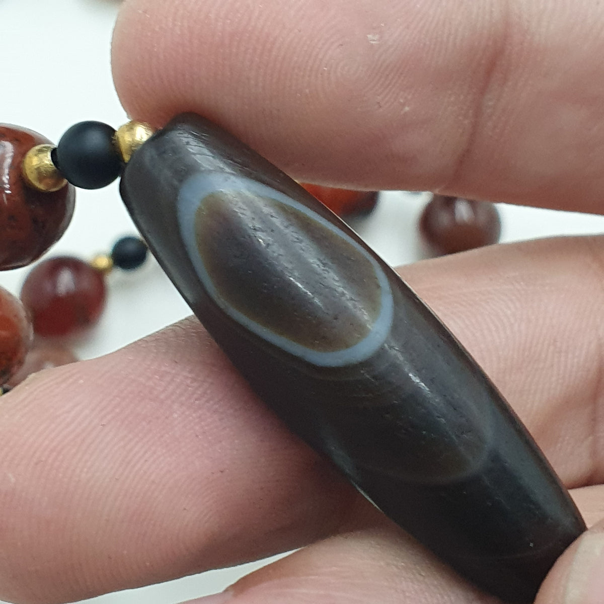 Vintage Suliemani Natural Eyes Agate With Carnelian Agate Beads Necklace