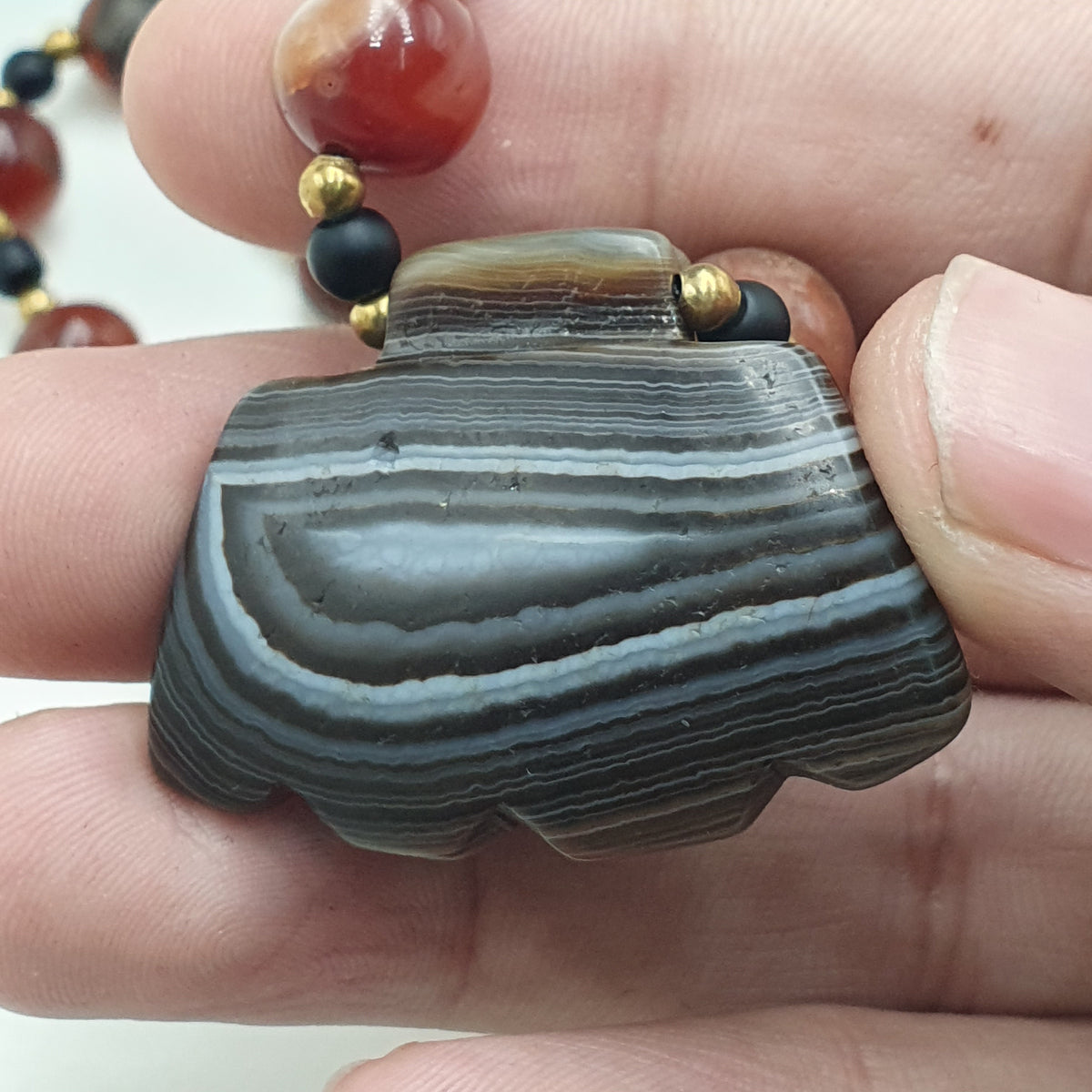 Vintage Suliemani Natural Eyes Agate With Carnelian Agate Beads Necklace