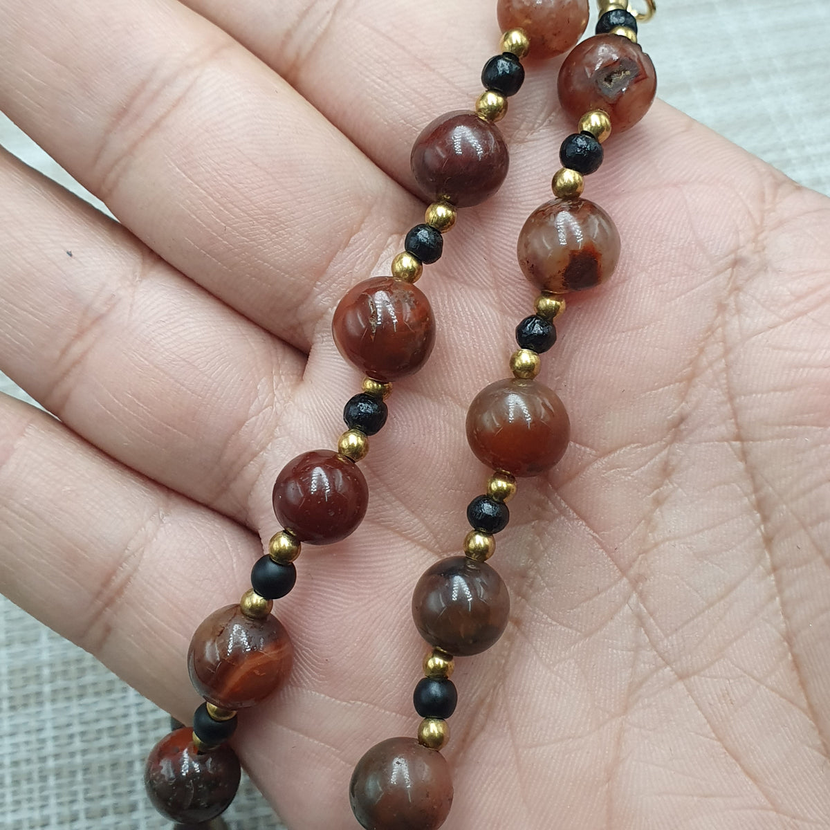 Vintage Suliemani Natural Eyes Agate With Carnelian Agate Beads Necklace