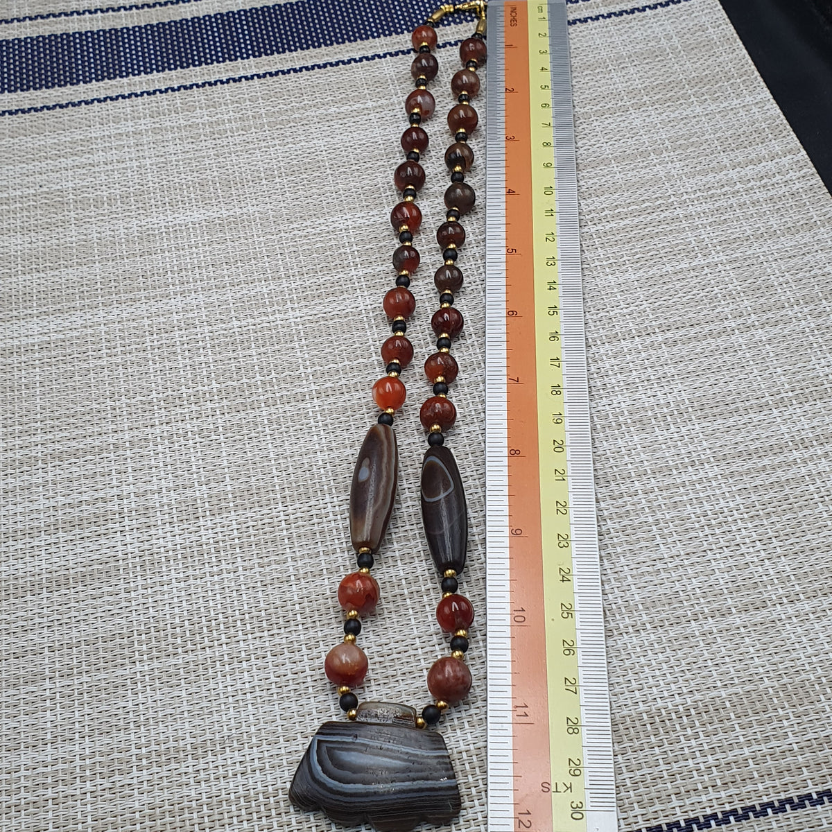 Vintage Suliemani Natural Eyes Agate With Carnelian Agate Beads Necklace