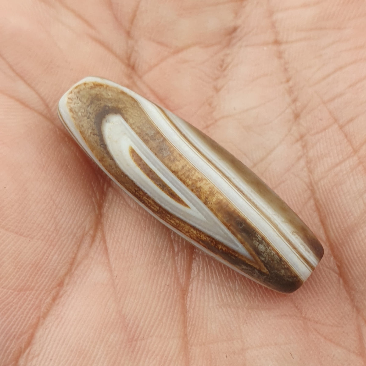 Amulette tibétaine vintage perles d'agate Suliemani à l'œil naturel