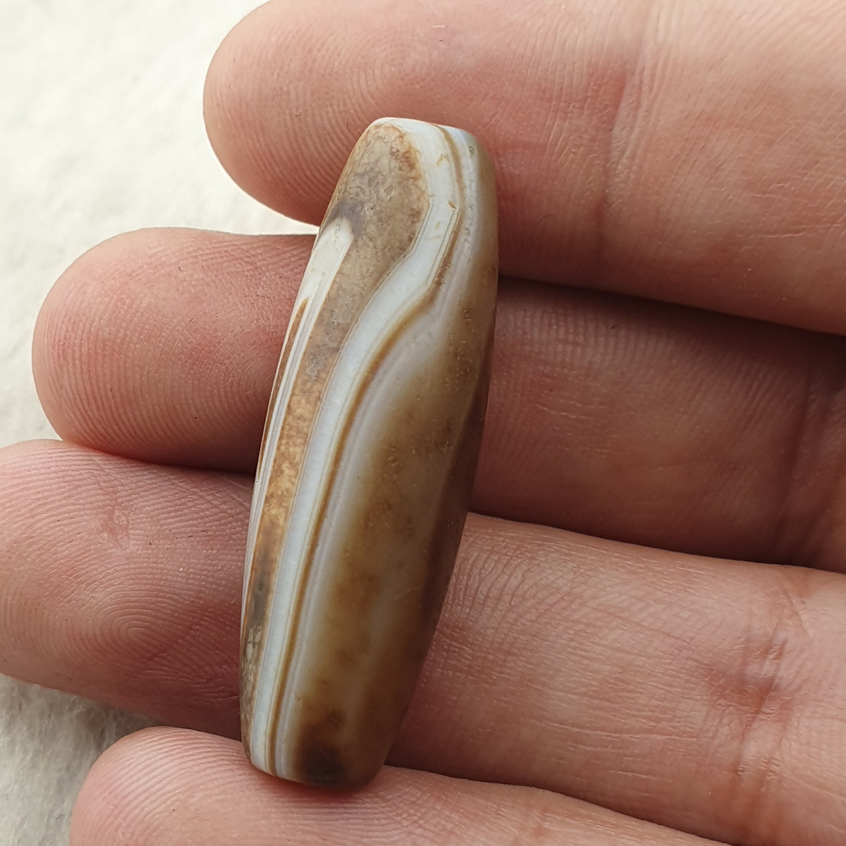 Amulette tibétaine vintage perles d'agate Suliemani à l'œil naturel
