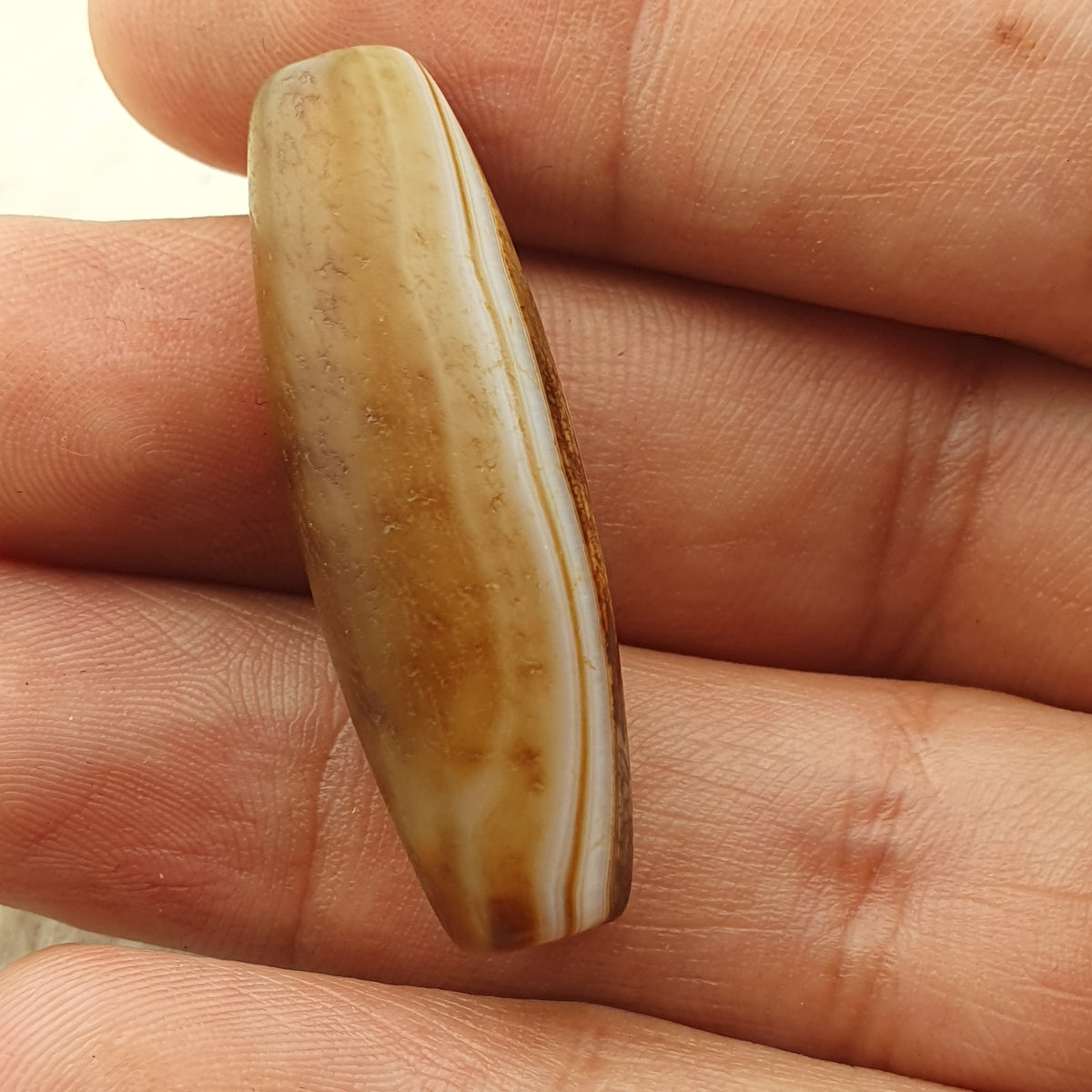 Amulette tibétaine vintage perles d'agate Suliemani à l'œil naturel