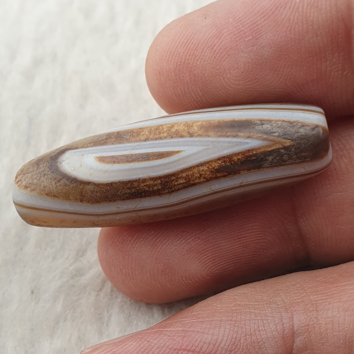 Amulette tibétaine vintage perles d'agate Suliemani à l'œil naturel