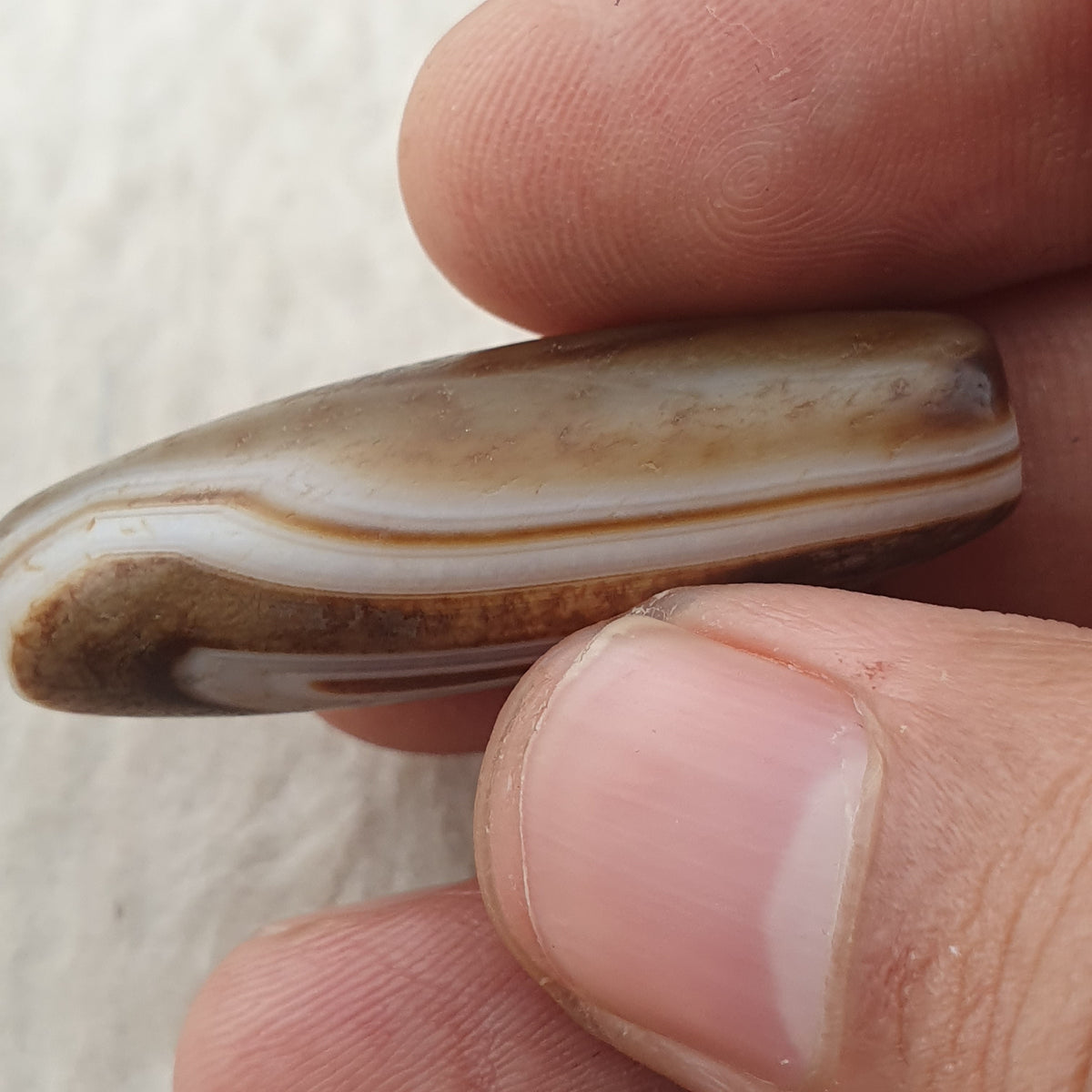 Amulette tibétaine vintage perles d'agate Suliemani à l'œil naturel