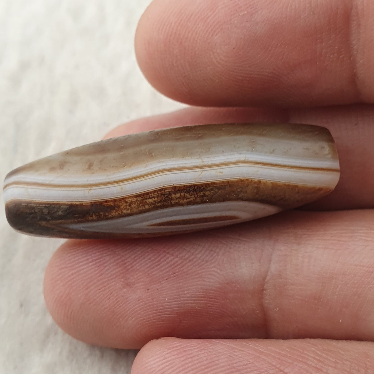 Amulette tibétaine vintage perles d'agate Suliemani à l'œil naturel